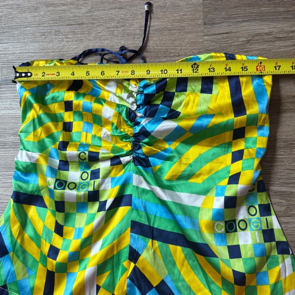 Coogi Halter Top Silk Geometric Pop Art Y2K Stretch | Womens Size Large - Picture 6 of 8